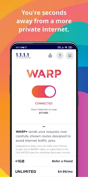 1.1.1.1 + WARP: Safer Internet 6.38.1 APK [MOD unlimited/zerotrust]